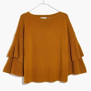 Mustard Tiered Sleeve Pullover Sweater | Madewell